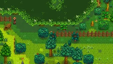 Entrance to the Secret Woods location with the log blocking it.