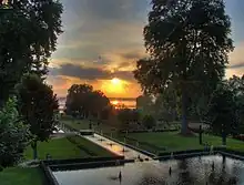 Image 44Nishat Bagh, terrace garden at Srinagar, Jammu and Kashmir (Mughal Gardens) (from List of garden types)