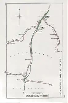 A 1905 Railway Clearing House map of the western end of the Redhill–Tonbridge line.